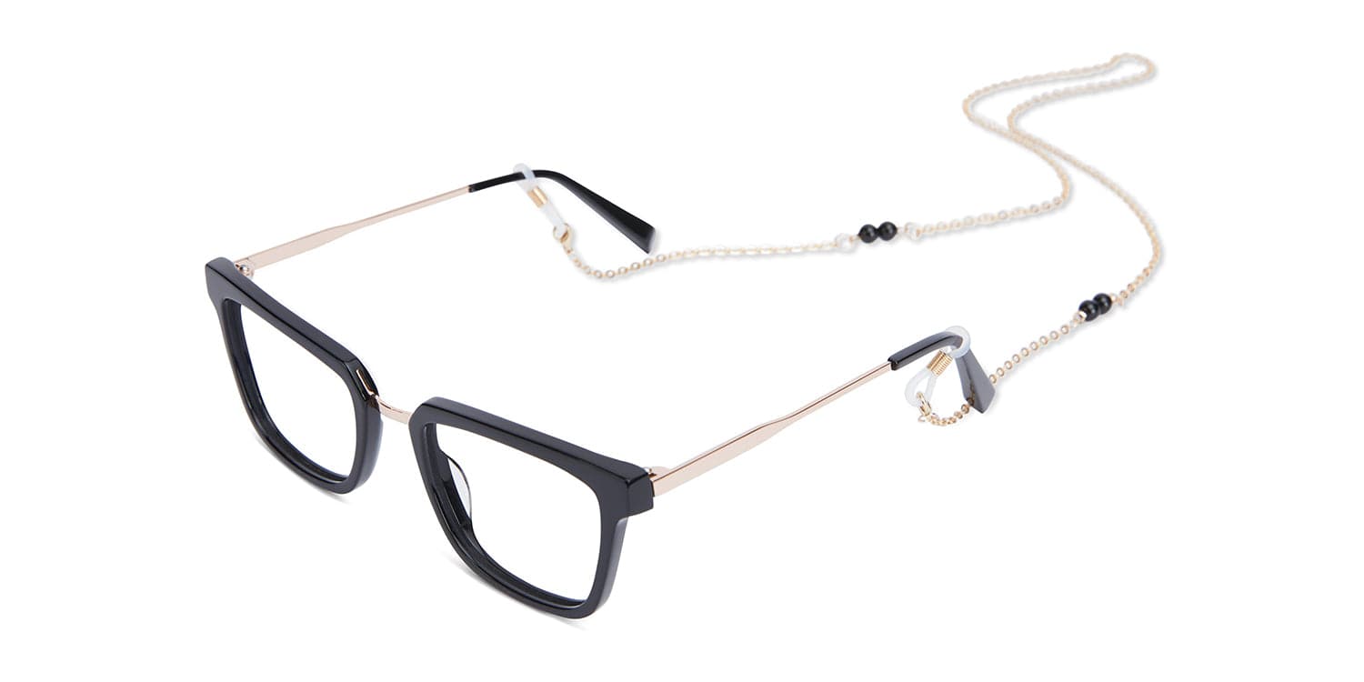 Chloe - Gold Chain-Midnight Black Beads